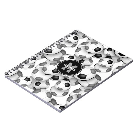 Schwarz-Grau-Fußball-Bälle Muster Kindersport Notizblock (Linke Seite)