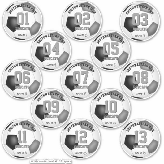 Schwarz-Grau-Fußball-Mannschaft spendet Set von 13 Aufkleber (Vorderseite)