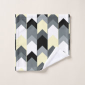 Schwarz, grau, gelb, Zickzack Handtuchhandtuch Set (Waschlappen)