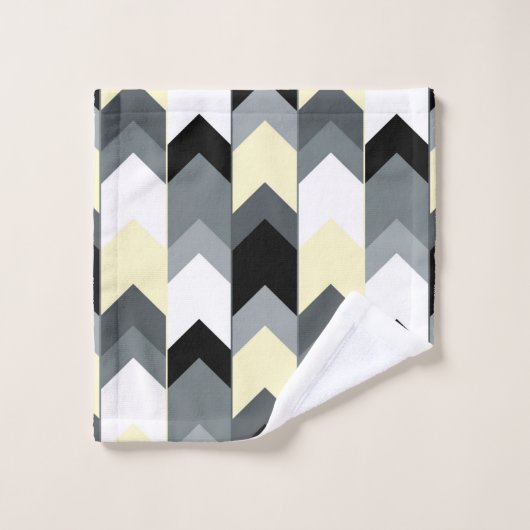 Schwarz, grau, gelb, Zickzack Handtuchhandtuch Set (Waschlappen)