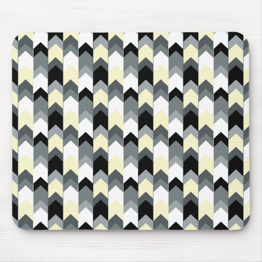 Schwarz, grau, gelb Zickzack Mousepad (Vorne)