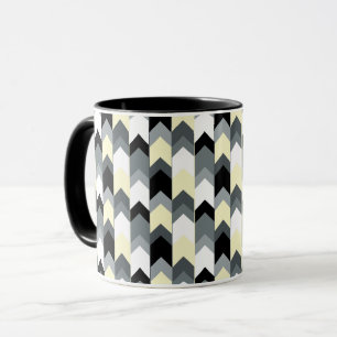 Schwarz, grau, gelb Zickzack Tasse
