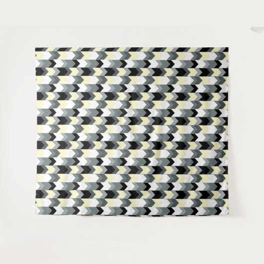 Schwarz, grau, gelb Zickzack Wandteppich (Vorderseite (Horizontal))