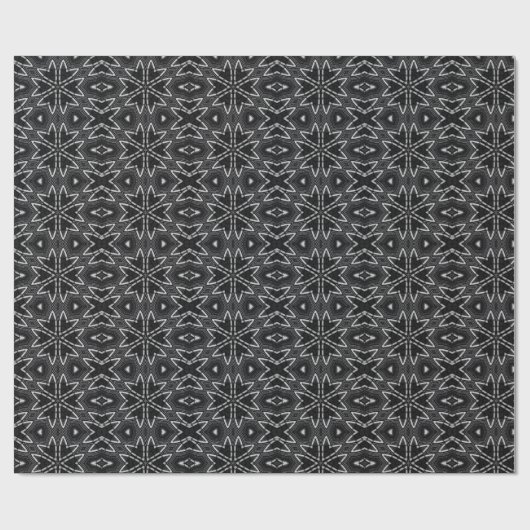 Schwarz-Grau-Geometrie-Blume-Muster dunkle Farbe Geschenkpapier (Flach)