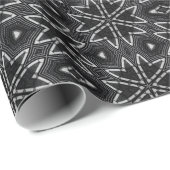 Schwarz-Grau-Geometrie-Blume-Muster dunkle Farbe Geschenkpapier (Rolleneckpunkt)