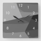 Schwarz-Grau-Geometrie Quadratische Wanduhr (Vorderseite)