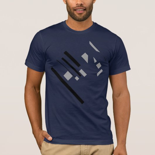 Schwarz-grau-geometrisches Abstraktes Diagonal-MCM T-Shirt (Vorderseite)