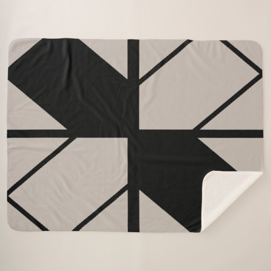 Schwarz-Grau-Geometrisches Design Sherpadecke (Vorderseite (Horizontal))