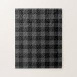 Schwarz-Grau-Gingham-Karo-Muster Puzzle<br><div class="desc">Bereit für eine schwierige Herausforderung? Zieh ein schwarz-dunkelgraues Gingham-Karo-Muster zusammen. Solide,  schwarze,  dunkelgraue und dunkelgraue Quadrate bilden einen kühlen Büffel kariert. Digitales Bild. Copyright © Claire E. Skinner. Alle Rechte vorbehalten.</div>