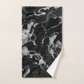 Schwarz/Grau Glitzer Marmor 2 Badetuch Set (Handtuch)