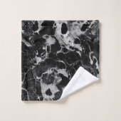 Schwarz/Grau Glitzer Marmor 2 Badetuch Set (Waschlappen)