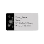 Schwarz-Grau-Glitzer-Snowflakes Rücksendeadresse Adressaufkleber (Vorne)