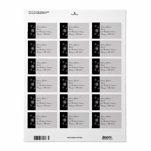 Schwarz-Grau-Glitzer-Snowflakes Rücksendeadresse Adressaufkleber (Vorne)