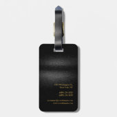 Schwarz-Grau-Gold-Farbe Mit Monogramm Modernes Sch Gepäckanhänger (Rückseite vertikal)