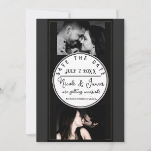 Schwarz Grau Gold Moderne Minimal Hochzeitseinladu