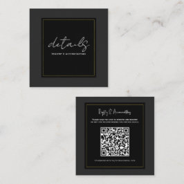 Schwarz-Grau-Gold Moderne Minimale Hochzeitsdetail Quadratische Visitenkarte