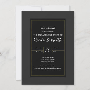 Schwarz Grau Gold Moderne Minimalistische Elegante Einladung