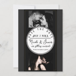 Schwarz-Grau-Gold Moderner Minimal Save the Date