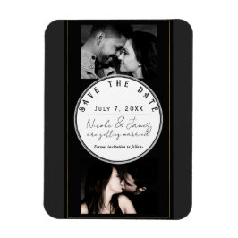 Schwarz-Grau-Gold Moderner Minimal Save the Date Magnet