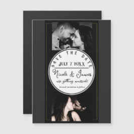 Schwarz-Grau-Gold Moderner Minimal Save the Date Magnetkarte