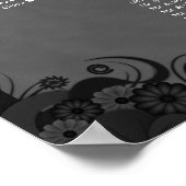 Schwarz/Grau Goth 14 Hochzeitstisch-Sitzkarte Poster (Ecke)