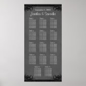 Schwarz/Grau Goth Hochzeit 14 Tafelsitzdiagramm Poster (Vorne)
