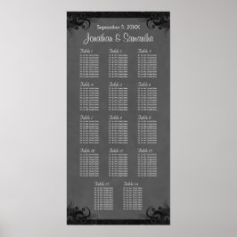 Schwarz/Grau Goth Hochzeit 14 Tafelsitzdiagramm Poster