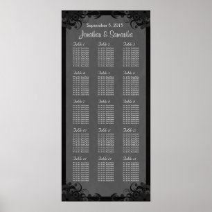 Schwarz/Grau Goth Hochzeit 15 Tafelsitzkarten Poster