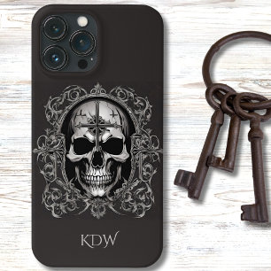 Schwarz/Grau-Gothic-Skull-Monogramm Case-Mate iPhone Hülle