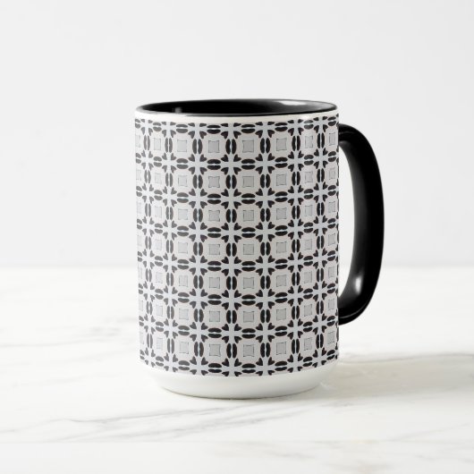 Schwarz-Grau-Graphic-Pattern-Tasse Tasse (VorderseiteRechts)