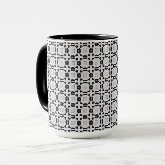 Schwarz-Grau-Graphic-Pattern-Tasse Tasse (Vorderseite Links)