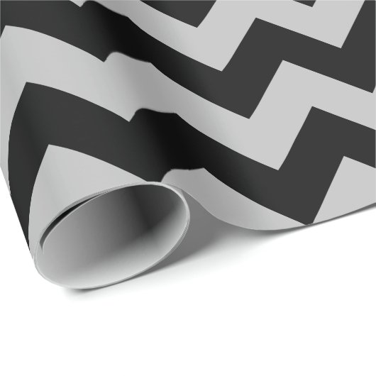 Schwarz-Grau-großes Zickzack Schleifpapier Geschenkpapier (Rolleneckpunkt)