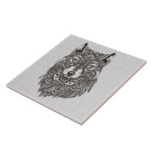 Schwarz-Grau-Grüne-Wolf-Illustration Fliese (Seite)