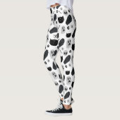 Schwarz-Grau Halloween Ikonenmuster Leggings (Links)