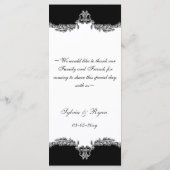 Schwarz-Grau-Hochzeitsmenü Menükarte (Rückseite)