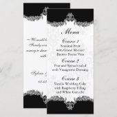 Schwarz-Grau-Hochzeitsmenü Menükarte (Vorne/Hinten)