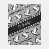 Schwarz-Grau-I-Liebe-Volleyball-Textmuster Fleecedecke (Vorderseite)