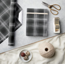 Schwarz Grau Industrielles Gitter Stahl Karomuster Geschenkpapier