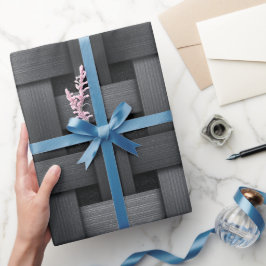 Schwarz Grau Industrielles Gitter Stahl Karomuster Geschenkpapier