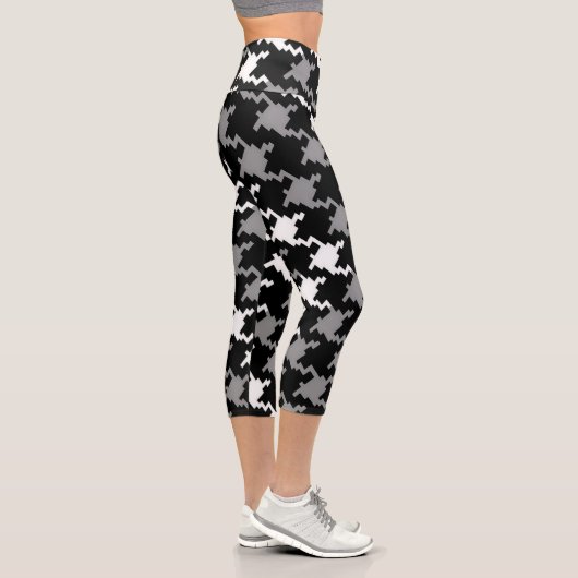 Schwarz/Grau Kariert Capri Leggings (Rechts)