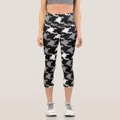 Schwarz/Grau Kariert Capri Leggings (Vorderseite)