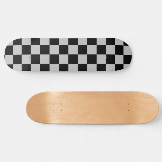 Schwarz/Grau Kariert überprüft Skateboard (Horizontal)