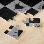 Schwarz&Grau karierte Fliese mit Herzen-Muster Puzzle (Seite)