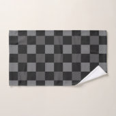 Schwarz & Grau karierte Karo Badhandtuch Set (Handtuch)