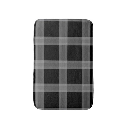 Schwarz-Grau-Kariertes Muster Bath Mat Badematte (Vorderseite Vertikal)