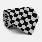 Schwarz-Grau Karo Neck Tie - Modern Krawatte (Gerollt)