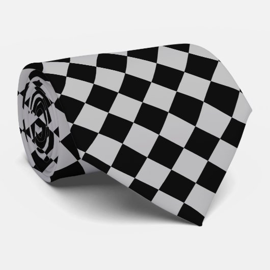 Schwarz-Grau Karo Neck Tie - Modern Krawatte (Gerollt)