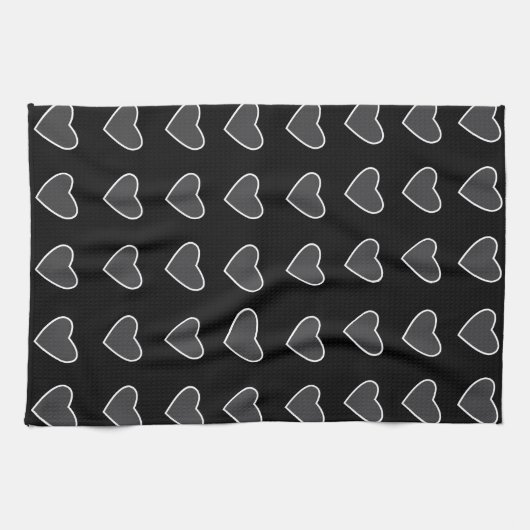 Schwarz-Grau-Liebe Herz Geschirrtuch (Horizontal)