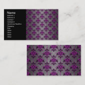 Schwarz-Grau-Lila-Viktorianisch-Damaskus-Muster Visitenkarte (Vorne/Hinten)