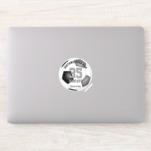 Schwarz-Grau-Mannschaft Farben Jungen Mädchen Fußb Aufkleber (Computer)